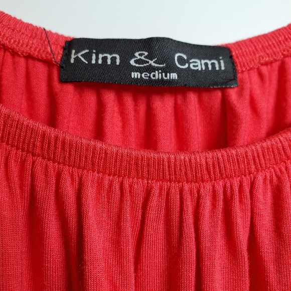 Kim & Cami Flowy Melon Tie Front Top - Picture 3 of 8